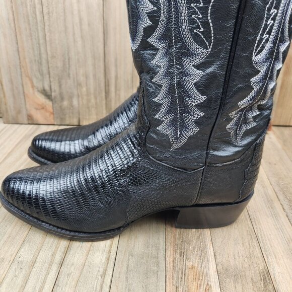 Mens Dan Post Winston size 9 D Lizard Leather 13" Western Cowboy Boots - Picture 10 of 13